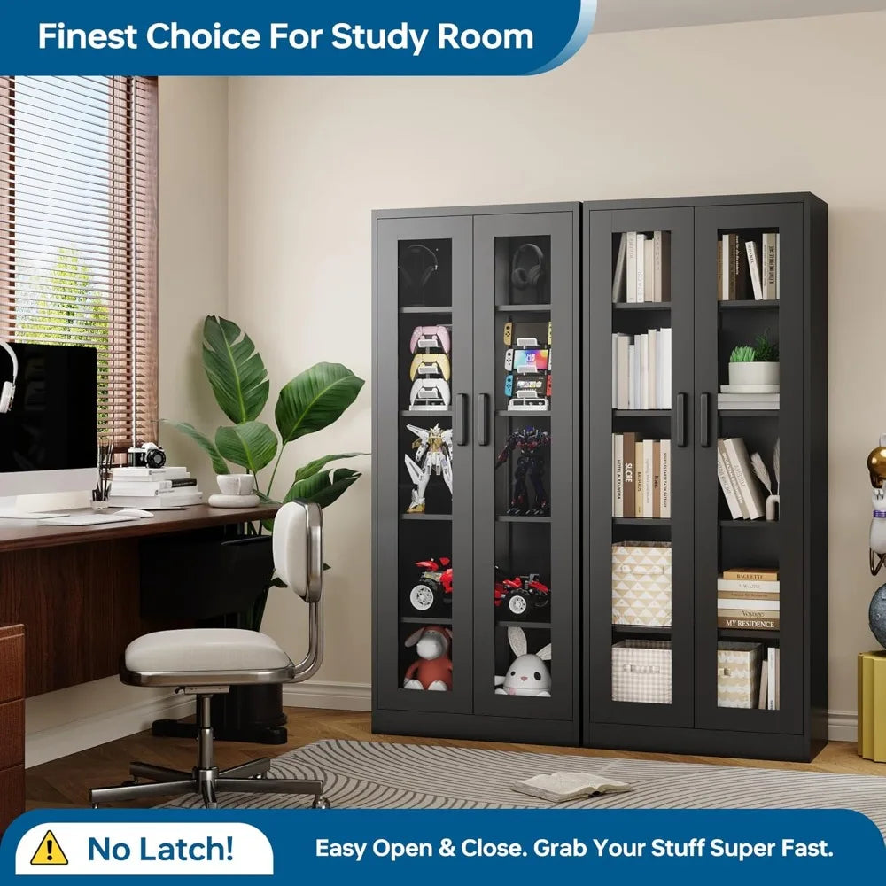 display storage cabinet with glass door, 67 inches curio cabinet with 4 adjustable shelves, hd tempered glass display case for h - Buy online at  Vibe In Cart.