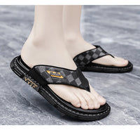 Men's Casual Flip-Flop Sandals with Microfiber Upper and PVC Outsole