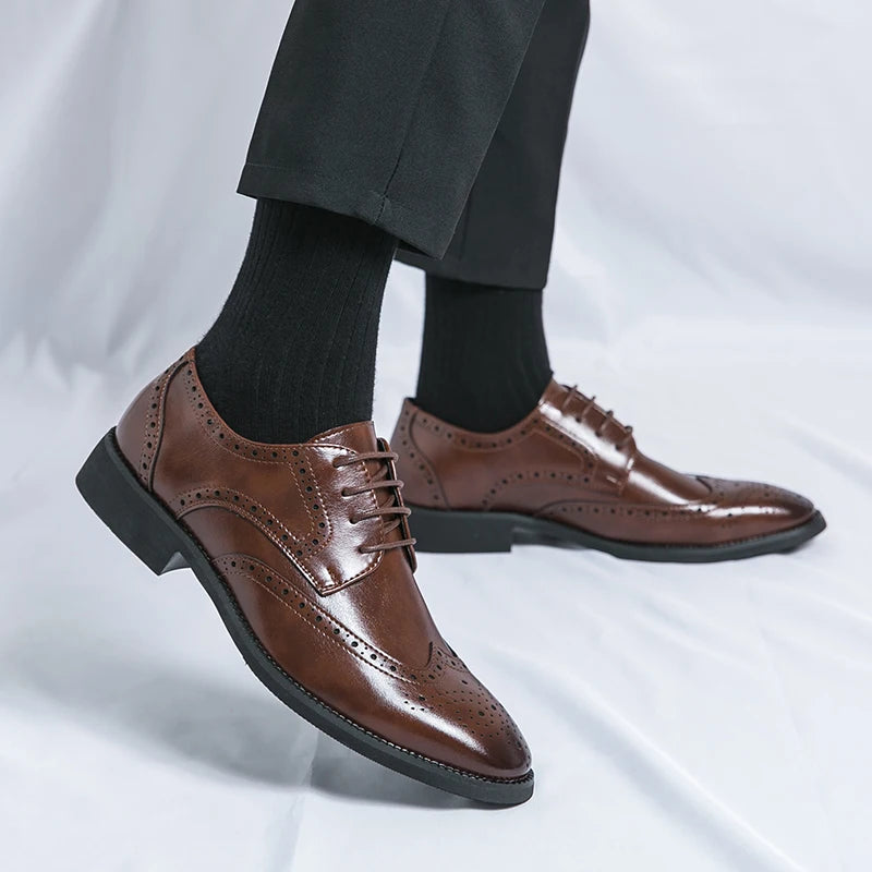 Men's leather shoes for business, retro, breathable, formal, wedding, leisure, business, and work - Buy online at  Vibe In Cart.