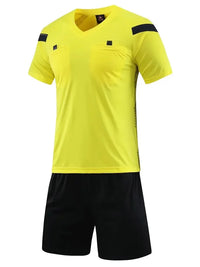 Men's Polyester Soccer Referee Uniform with Jersey and Shorts