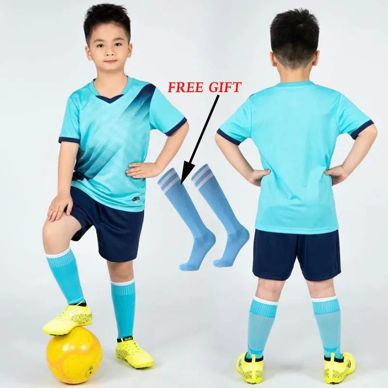 Boys' Polyester Soccer Uniform Set with Jersey, Tracksuit and Socks