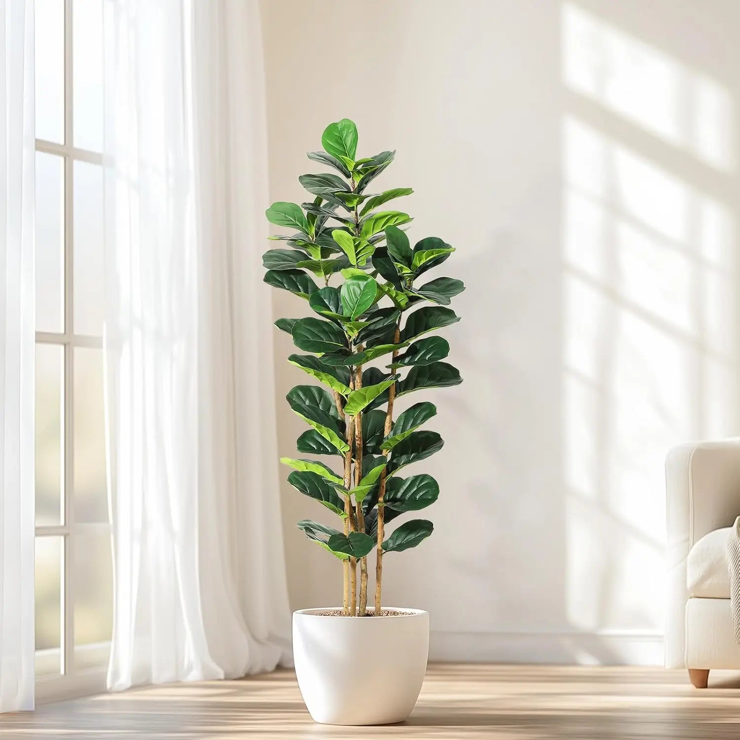 5/6/7 FT Artificial Fiddle Leaf Fig Tree with Pot Faux Trees with Artificial Plants Fiddle Leaves Greenery Fake Tree for Home - Buy online at  Vibe In Cart.