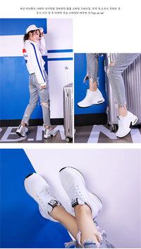 Women's Platform Mesh Lace-Up Sneakers Medium Heel