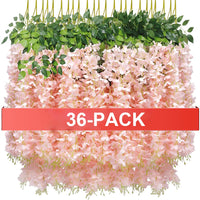 36/24 PACK Artificial Fake Wisteria Flowers Hanging Garland for Wall Outdoor Garden Wedding Party Decoration Home Interior Decor - Buy online at  Vibe In Cart.