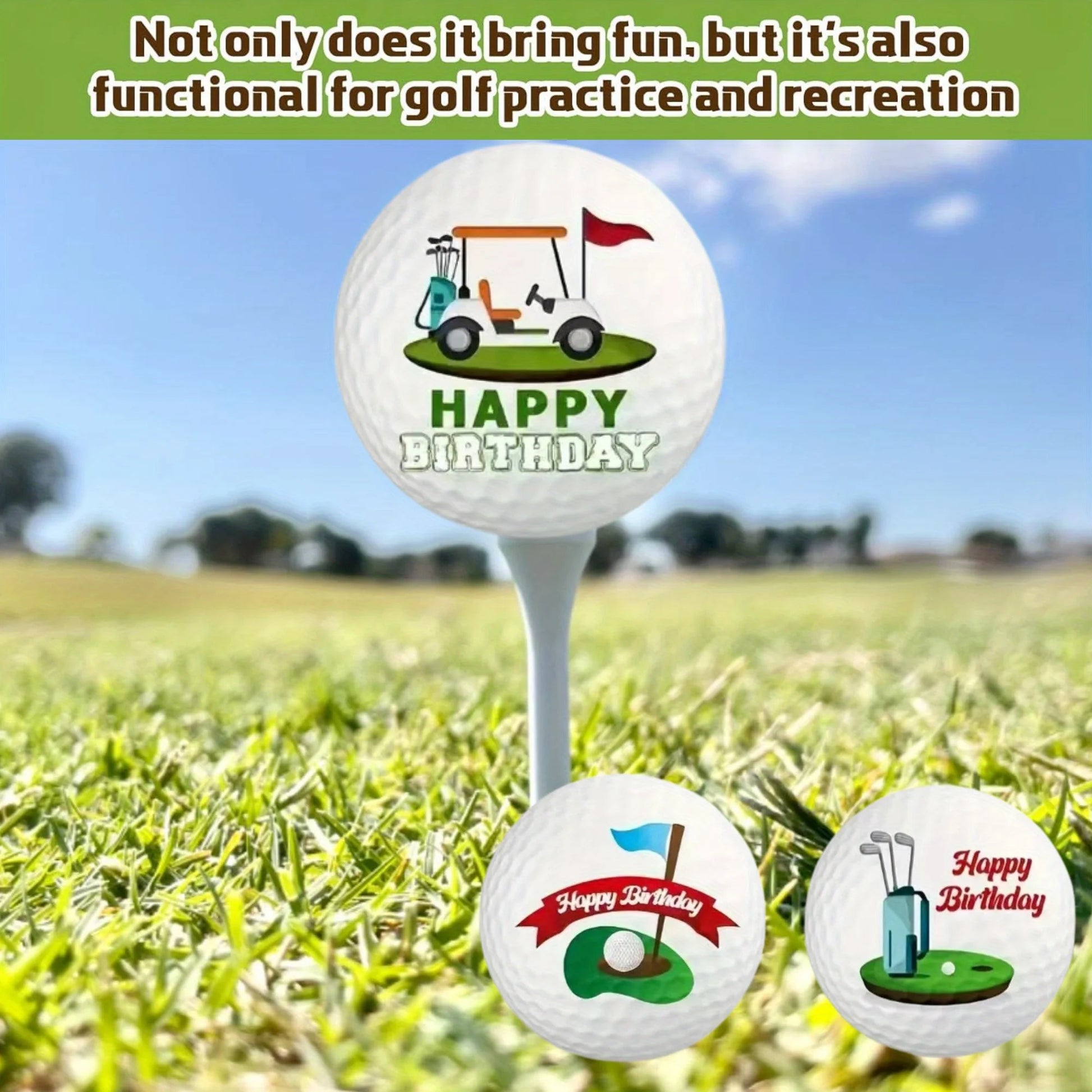 Three Piece Set of Golf Balls Featuring an Eye Design Pattern