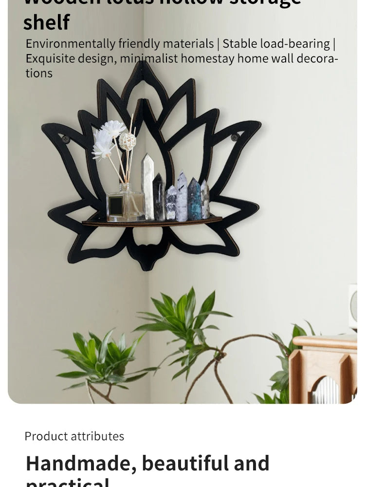 Wooden Lotus Hollow Decorative Rack Aromatherapy Organiser Essential Oil Candle Holder Wall Mounted Shelf Corner Shelf - Buy online at  Vibe In Cart.