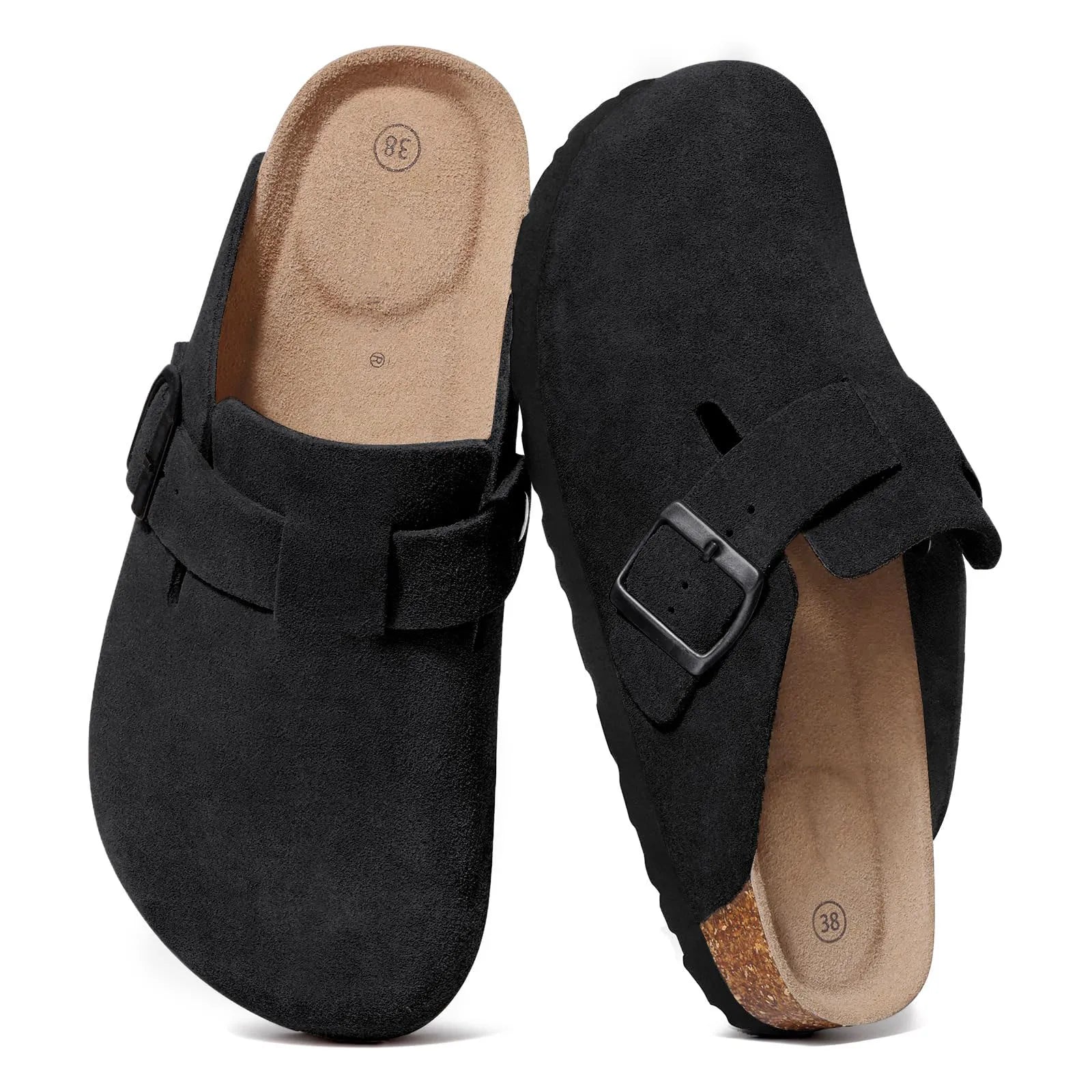 Evshine Men's Cow Suede Clogs with Arch Support Leather Mules Comfort Fashion Potato Shoe Women Cork Footbed Genuine Suede Clogs - Buy online at  Vibe In Cart.