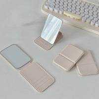 Desktop Makeup Mirror Solid Color PU Leather Simple Portable Handheld Makeup Mirror Foldable Student Compact Cute Pocket Mirror - Buy online at  Vibe In Cart.