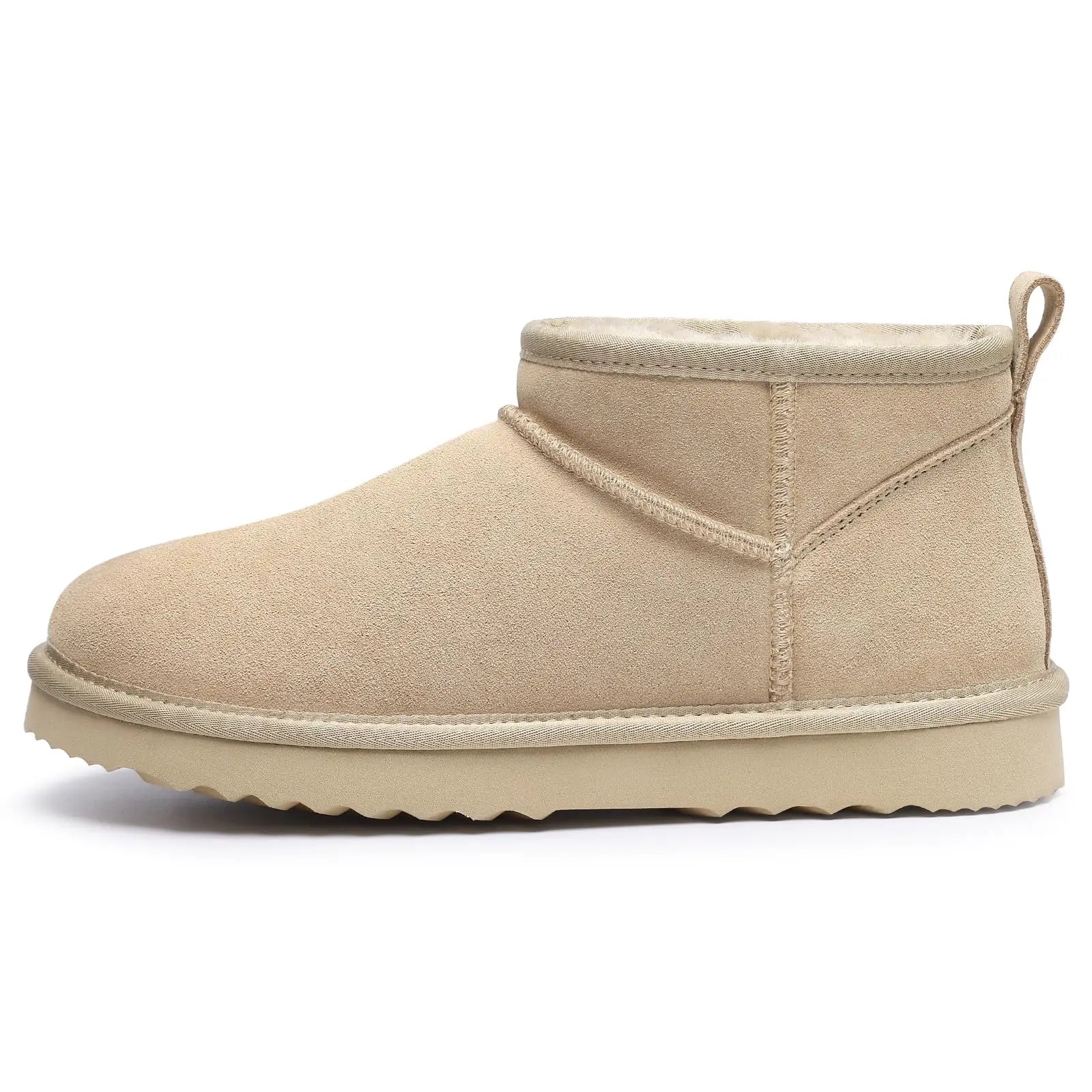 Women's Fluffy Suede Ankle Snow Boots with Thick Sole