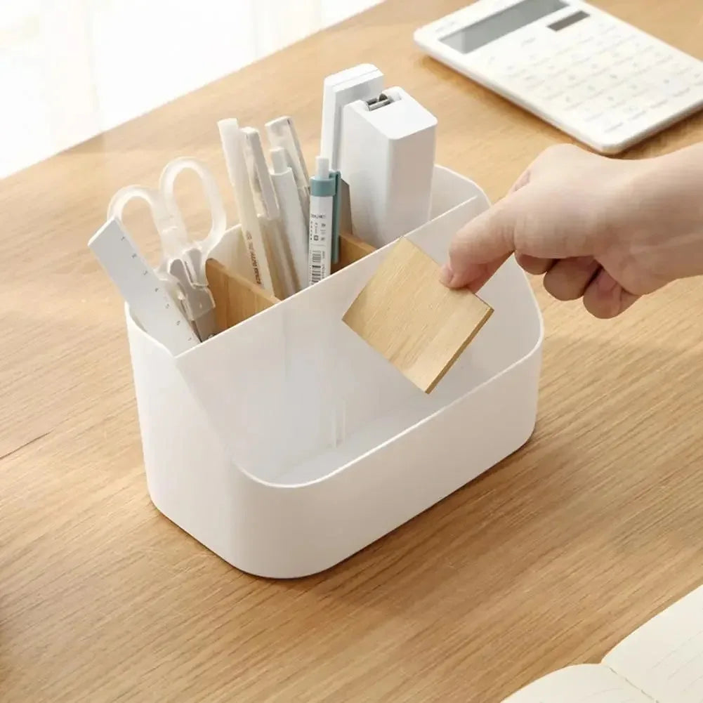 Partitioned Office Storage Box With 5 Compartments And Detachable Dividers