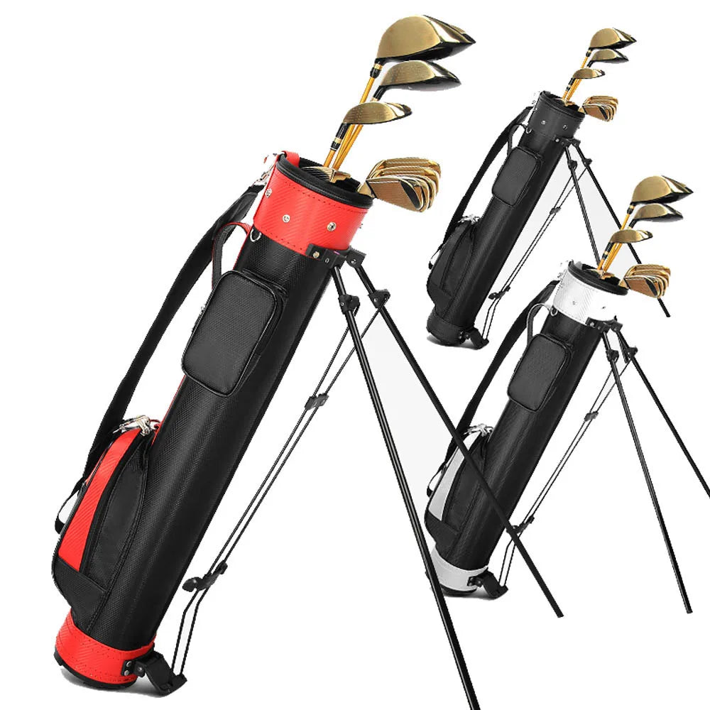 Golf Rack Bag with Bracket for Unisex, Holds 9 Clubs, PU Material, 6 Colors