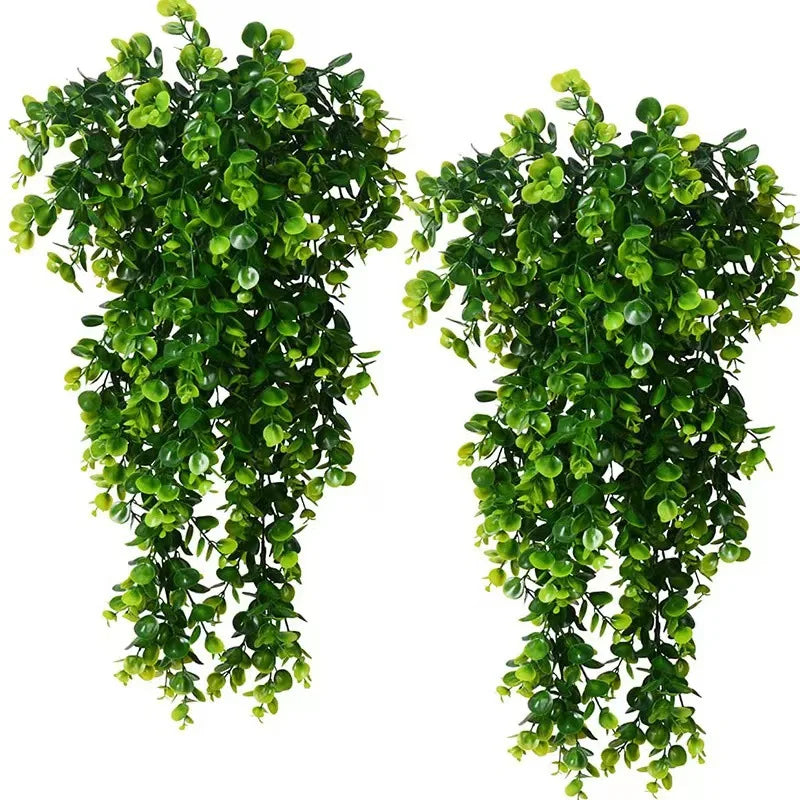 2Pcs Artificial Hanging Plants Fake Hanging Plant Faux Eucalyptus Leaf Greenery Vine Outdoor UV Resistant Plastic Plants - Buy online at  Vibe In Cart.