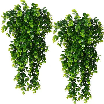 2Pcs Artificial Hanging Plants Fake Hanging Plant Faux Eucalyptus Leaf Greenery Vine Outdoor UV Resistant Plastic Plants - Buy online at  Vibe In Cart.