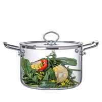 3.5L Glass Pot with Lid Heat Resistant Stainless Steel Double Handles Pot for Cooking Soup Milk Pasta Stovetop Glass Cookware - Buy online at  Vibe In Cart.