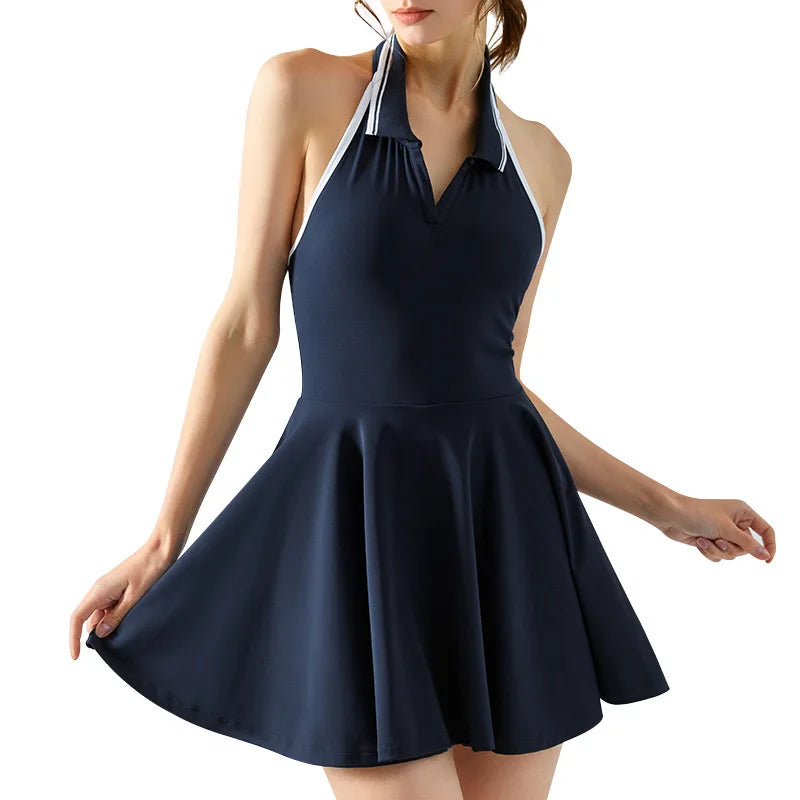 Women's High Stretch Tennis Dress with Shorts and Tummy Control