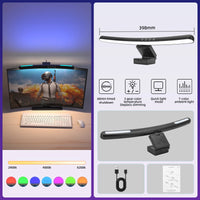 Aluminum USB Stepless Dimming Curved Screen Monitor Light Bar with RGB