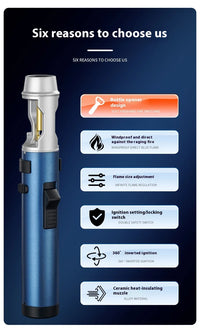 Powerful Metal Gas Lighter Windproof Kitchen Cooking Torch Flame Jet Barbecue Smoking Accessories Cigar Lighters Men's Gift - Buy online at  Vibe In Cart.