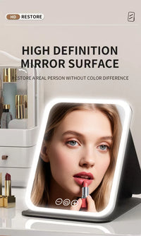 LED Makeup Mirror 3 Colors Light Portable Vanity with Adjustable Brightness USB Charging Foldable for Travel And Home Use - Buy online at  Vibe In Cart.