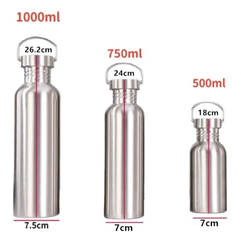 500/750/1000ml Stainless Steel Water Bottle Single Wall Large Capacity Big Mouth Vacuum Flasks with Lid Cycling Drinkware Sports - Buy online at  Vibe In Cart.