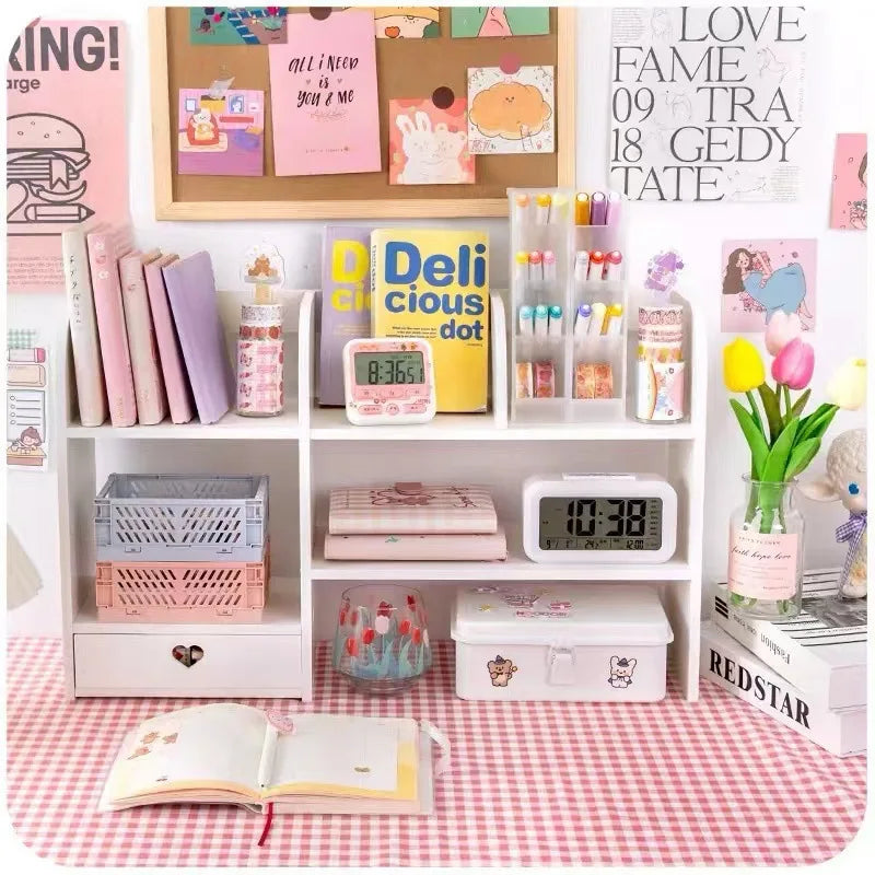 Double Layer Desktop Organizer Rack for Stationery Storage