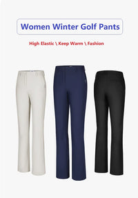 Women's High Waist Fleece Golf Pants Windproof Flared