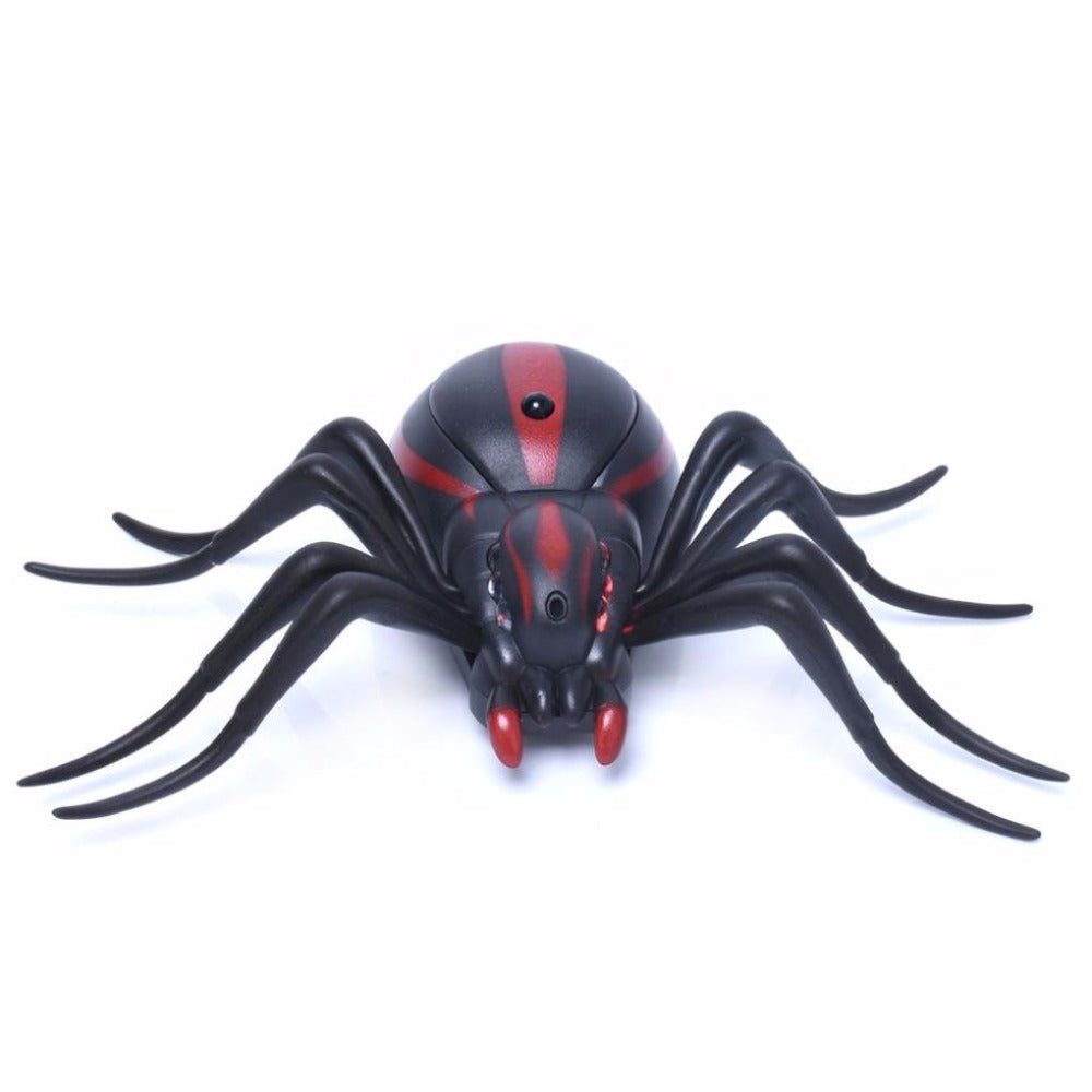 Infrared Remote Control Black Spider Robotic Prank Toy for Kids