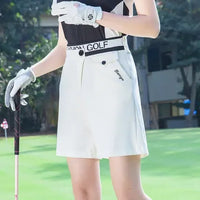 TTYGJ Women High Waist Golf Shorts Summer Quick-dry Sports Trousers Breathable Golf Apparel Ladies Elastic Slim Short Pant XS-XL