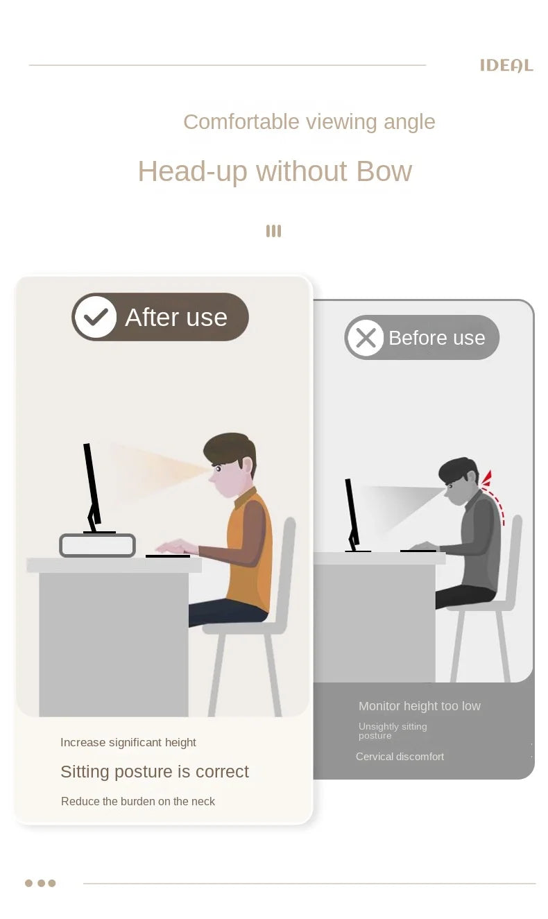 Adjustable Height Desk Monitor Stand for Laptops up to 20 Inches