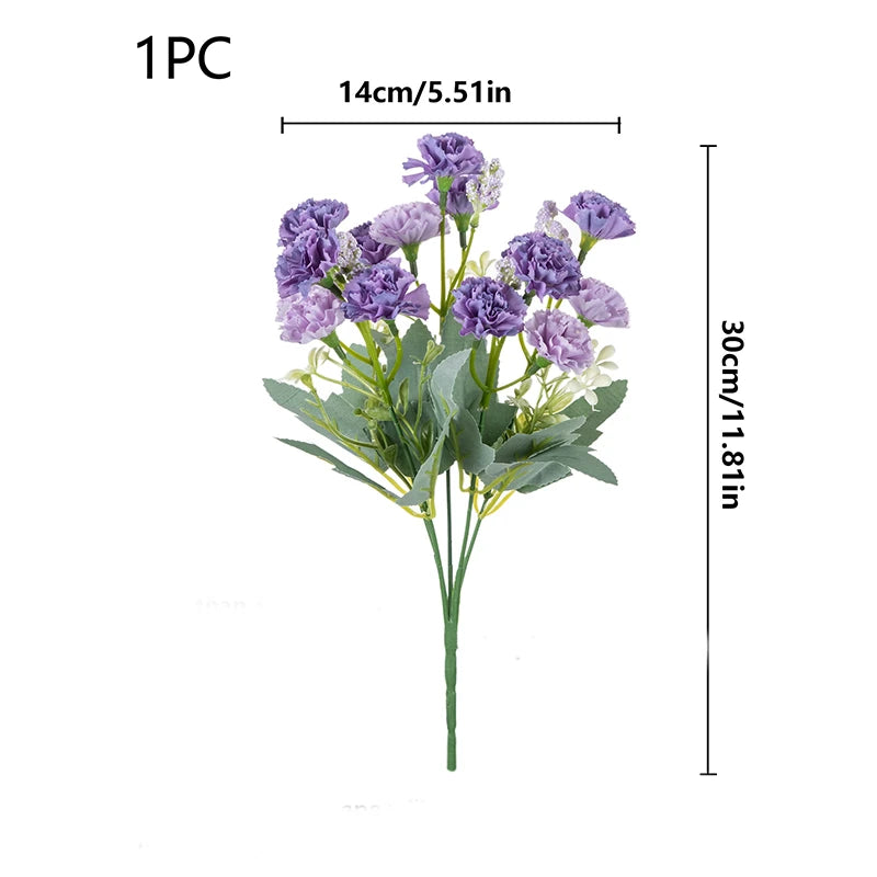 5 Forks 15 Heads Artificial Flowers Small Carnation Festival Wreath Accessories Home Living Room Table Bonsai Wedding Decoration - Buy online at  Vibe In Cart.