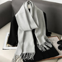 Women's Thick Warm Winter Polyester Scarf with Tassels