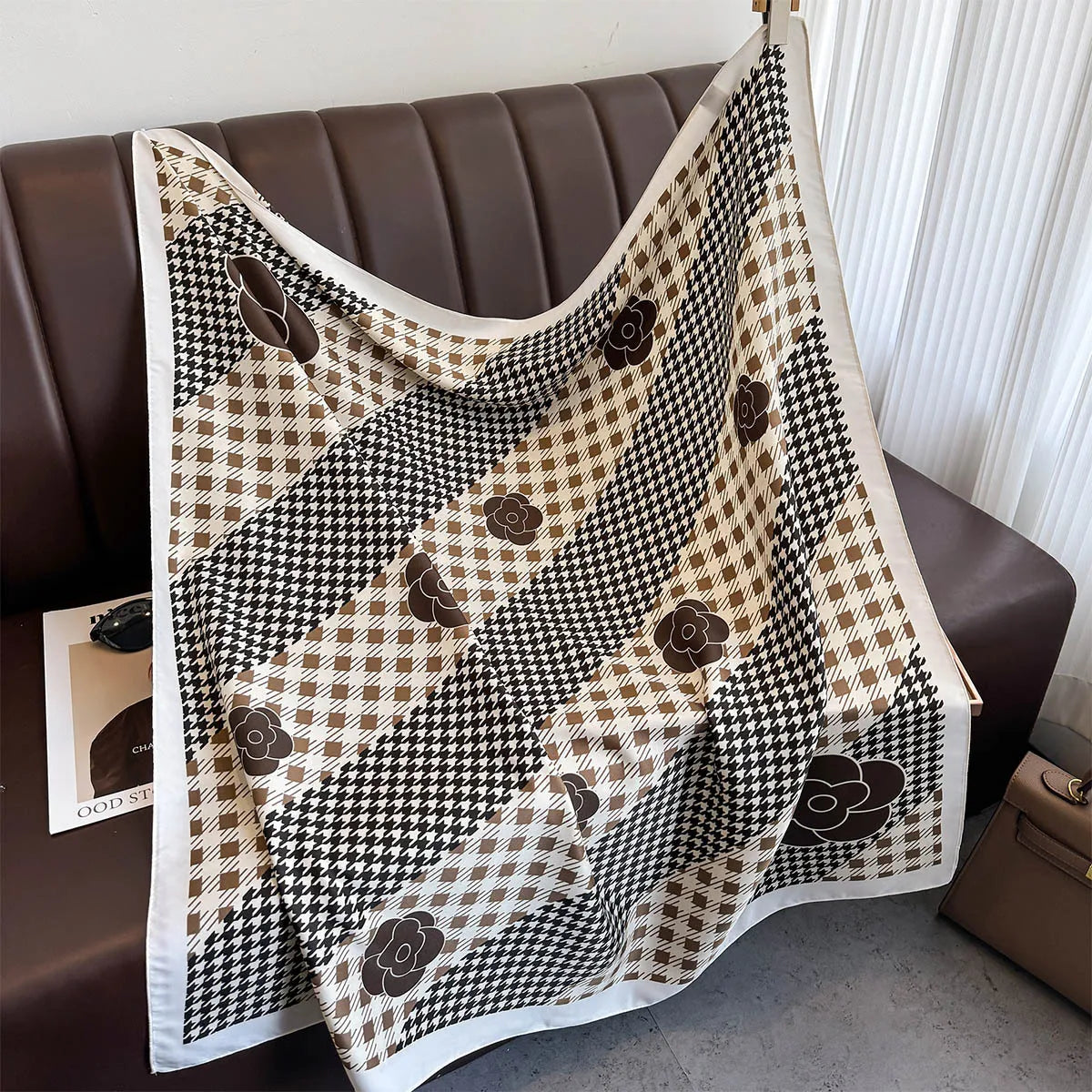 Women's Square Twill Scarf, 90x90 cm, for All Seasons