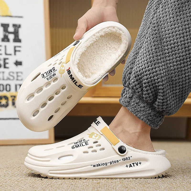 Winter Men Slippers Warm Furry Garden Shoes Soft Indoor Home Cotton Shoe EVA Plush Slides Casual Outdoor Comfortable Fur Clogs - Buy online at  Vibe In Cart.