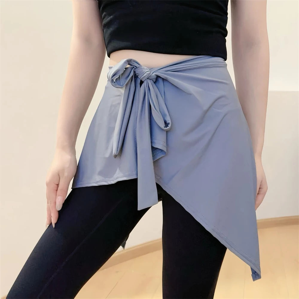 Women Solid Color Yoga Tennis Up Skirt Athletic Workout Running Tie Up Wrap Skirts Hip Covering Asymmetrical Scarf - Buy online at  Vibe In Cart.