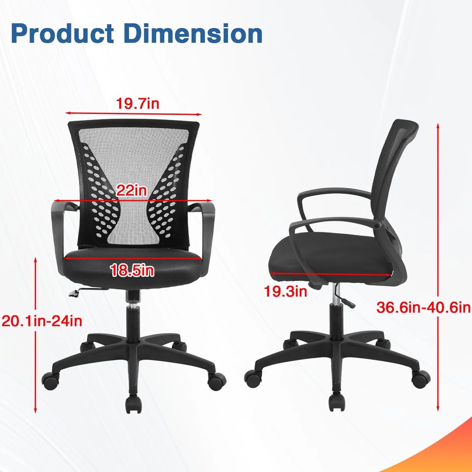 Office Chair Mesh Chair Ergonomic Computer Desk Chair Mid Back Swivel Lumbar Support with Armrest - Buy online at  Vibe In Cart.