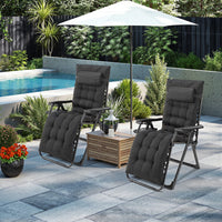 JHK Zero Gravity Set of 2 Portable Recliner Camping Patio Outdoor Garden Lounge Chair with Cup Holder Trays Adjustable Pillow - Buy online at  Vibe In Cart.