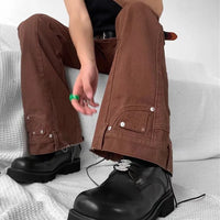 2025 Y2K Fashion Vintage Brown Baggy Flare Jeans Pants For Men High Street Hip Hop Women Casual Cotton Long Trousers Pantalon - Buy online at  Vibe In Cart.