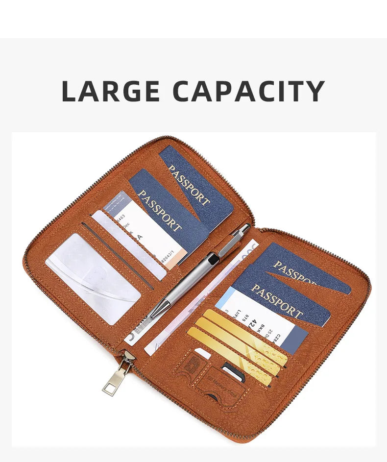 RFID Blocking Polyurethane Passport Holder with Zipper