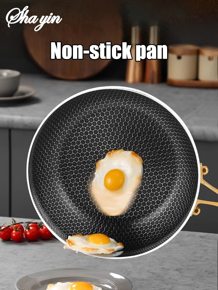 316 Stainless Steel Frying Pan Wok Non-stick Cooking Honeycomb Steak Gas Stove Pot Induction General Saucepan Kitchen Cookware - Buy online at  Vibe In Cart.