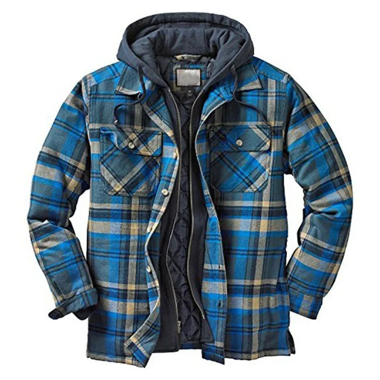 Men's Hooded Winter Jacket, Long-Sleeved, Loose-Fitting, Single Breasted