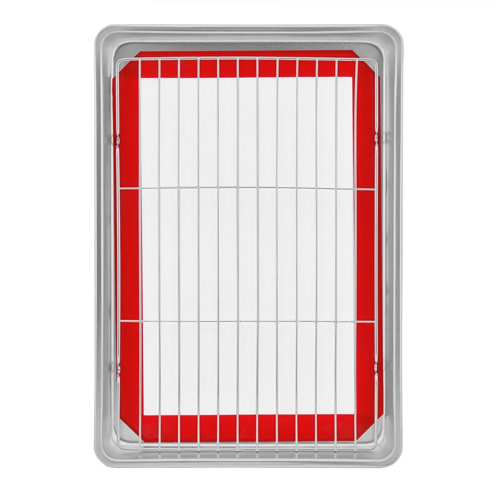 All Purpose Bakeware Set 3 Piece Non Stick Baking Pan Cooling Rack Silicone Mat Baking Cookies and Treats - Buy online at  Vibe In Cart.