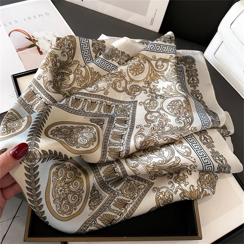 Women's 70x70cm Square Silk Scarf Shawl Headband