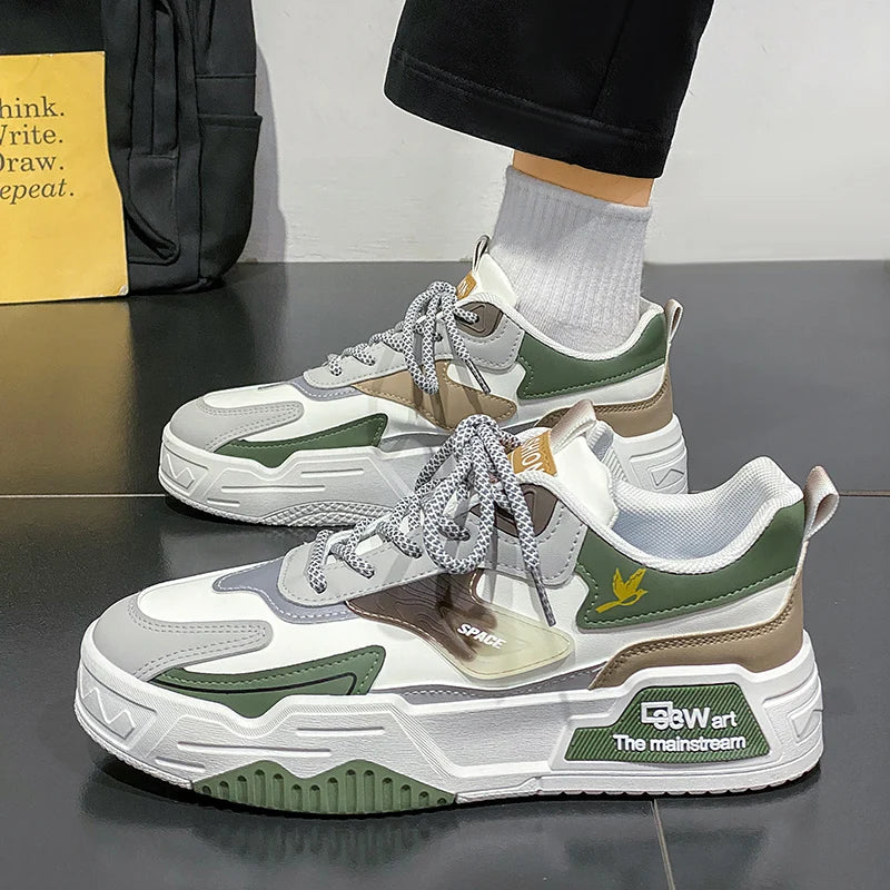 Men's Low-Top Lace-Up Skateboarding Shoes With Rayon Material