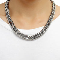 HNSP Stainless Steel LA Cuban Link Chain Silver Color Necklace For Men Jewelry 8/10/12/14MM Width Hip Hop Punk Accessories - Buy online at  Vibe In Cart.