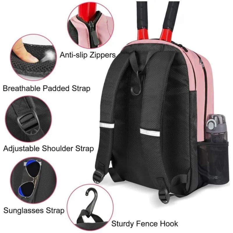 Professional Racquet Backpack - Tour-Grade Tennis Bag with Ventilated Shoe Zone & Multi-Layer Storage (Sport Gear Organizer) - Buy online at  Vibe In Cart.