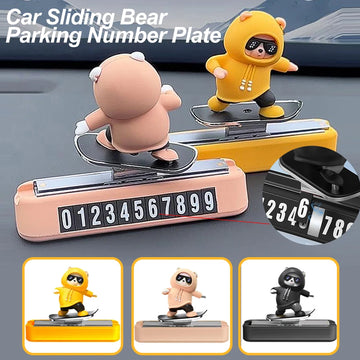 New Dashboard Car Decorations Skateboard Bear Magnetic Parking Number Plate Creative Car Cartoon Interior Interior Accessories - Buy online at  Vibe In Cart.