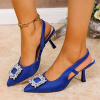 High Heels Sandals Women Crystal Square Buckle Spring Summer Slip On Pointed Toe Pumps Woman Thin Heel Party Wedding Shoes Mujer - Buy online at  Vibe In Cart.