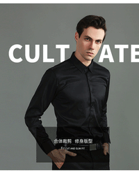 6xl New summer black men's shirt elastic force non-iron long-sleeved business casual shirt solid color mercerized vertical - Buy online at  Vibe In Cart.