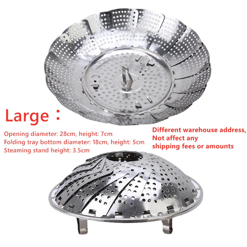 Folding Stainless Food Steamer Vegetable Fruit Food Basket Mesh Steamer Rack Cookware Utensils for Cooking Steam Dia.21/26/28cm - Buy online at  Vibe In Cart.
