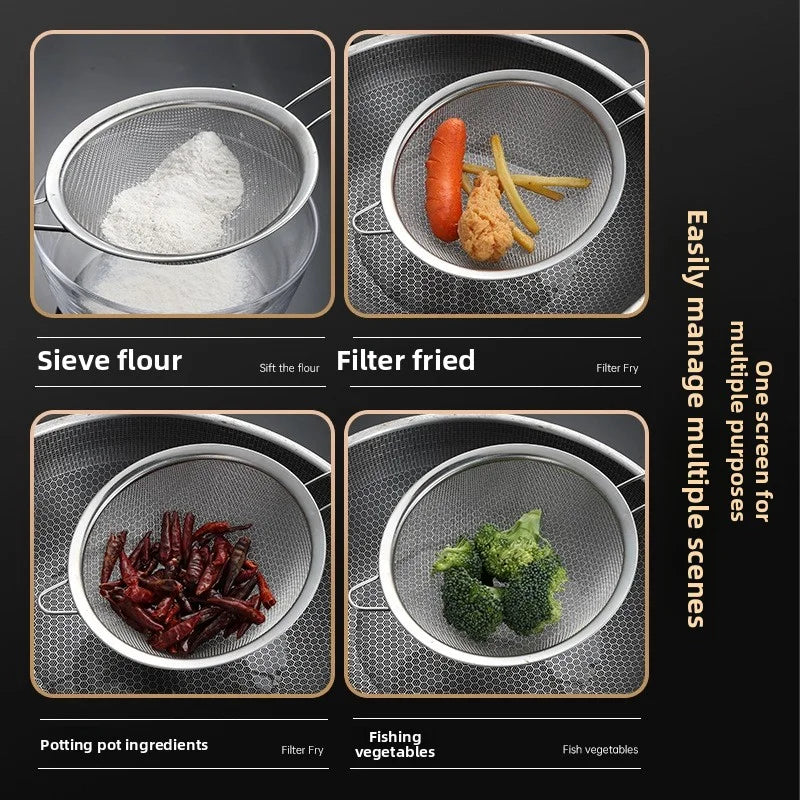 Stainless Steel Sieve Fine Mesh Filter Slotted Spoon Kitchen Accessories For Cooking Baking Oil Flour Strainer Sifter - Buy online at  Vibe In Cart.