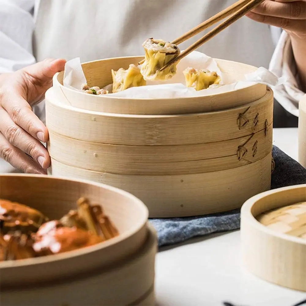 10/15/20cm Cooking Bamboo Steamer Dumpling Food Steamer with Lid Cookware Steam Pot Kitchen Cooking Tools - Buy online at  Vibe In Cart.